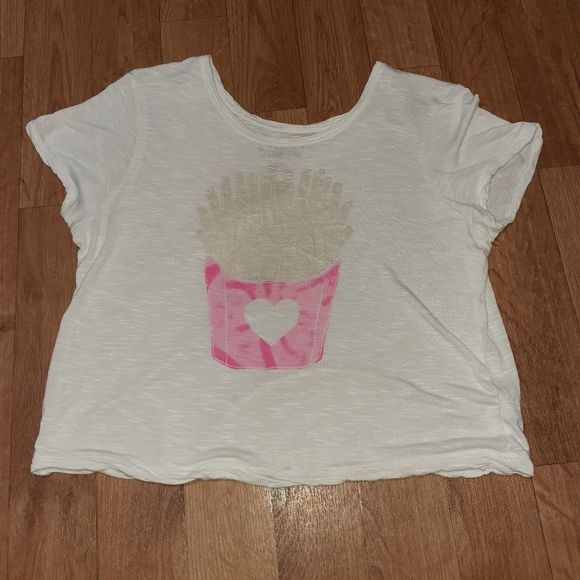 Aeropostale Bethany Mota Sparkly Fast Food French Fries Crop Top Medium GUC - Picture 2 of 6